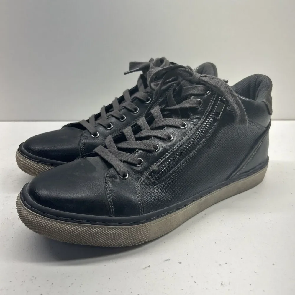 London Underground Men’s Size 8 Black Leather High-top Zip Sneakers
